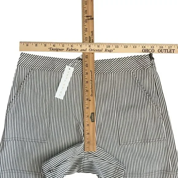 New Trina Turk Dearest Olive Striped Linen Blend Shorts - Sz 4 - Picture 10 of 14
